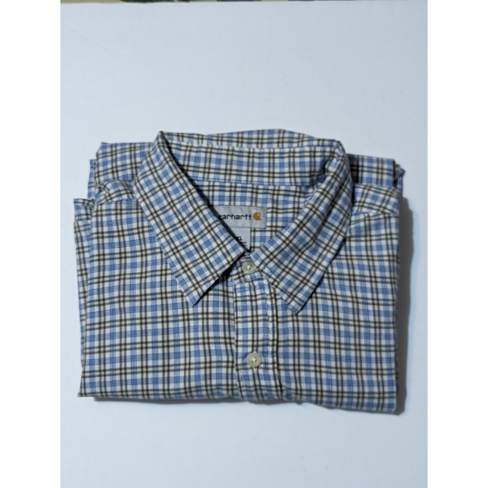 Columbia Button Down Long Sleeve Shirt 2XL Blue Blue Plaid Hiking Work Mens